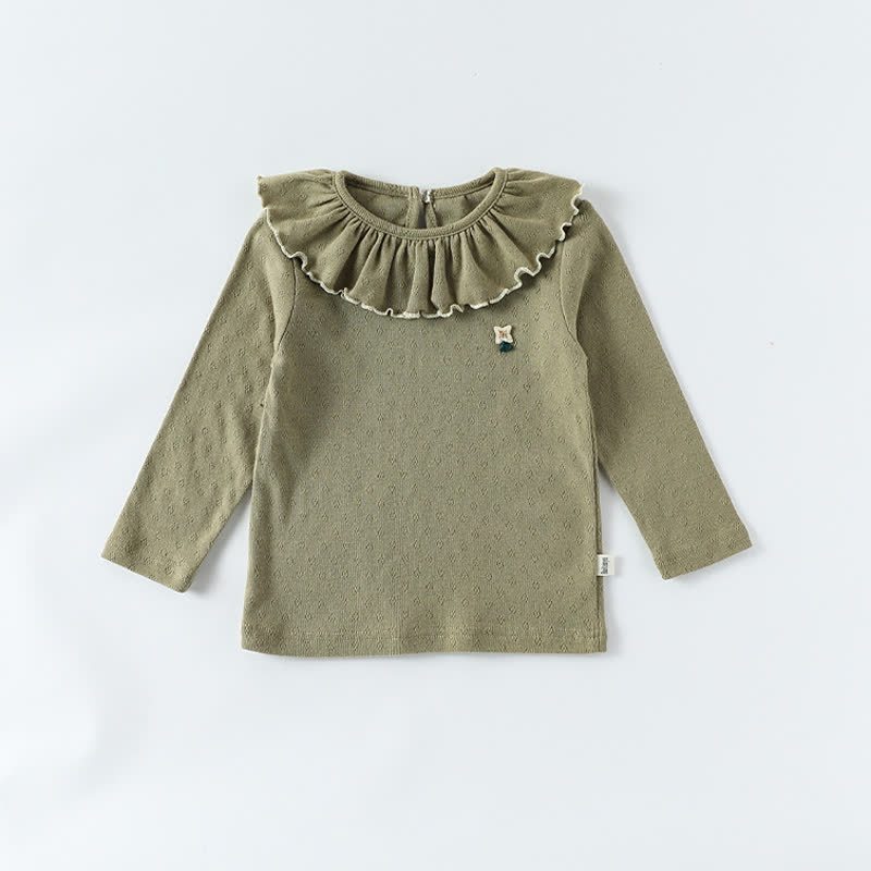 Toddler Baby Girls Flower Ruffle Collar Long Sleeve T-Shirt - Green - 4-5T - image 5