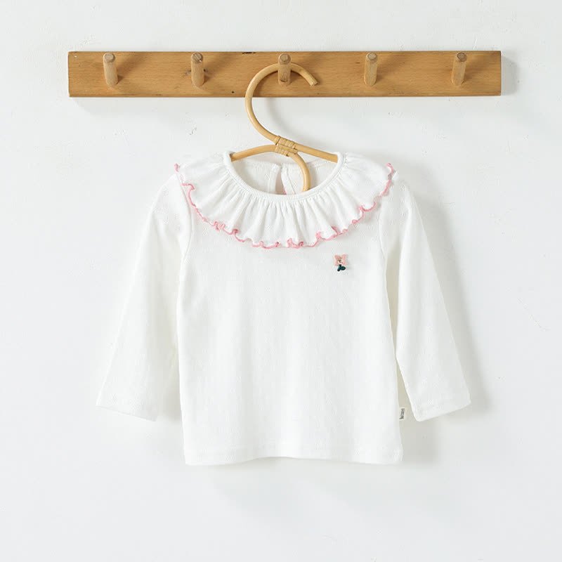 Toddler Baby Girls Flower Ruffle Collar Long Sleeve T-Shirt - image 6