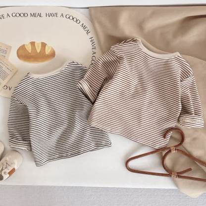 Baby Toddler Striped Shoulder Button Long Sleeve Tee - image 4