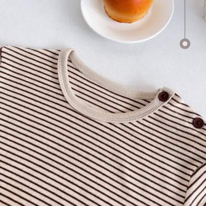 Baby Toddler Striped Shoulder Button Long Sleeve Tee - image 5