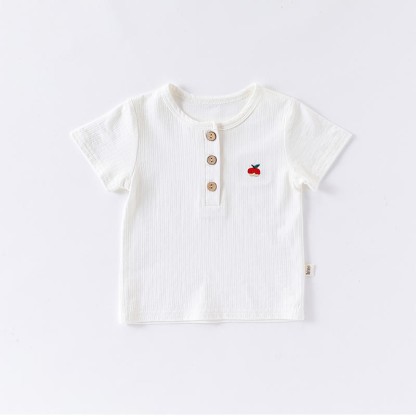 Baby Toddler Animal/Fruit Embroidered Ribbed Tee - White - 2-3T - image 4
