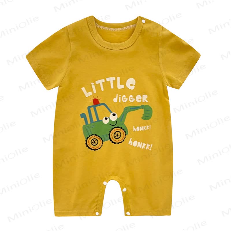 Baby Short Sleeves Cotton Romper - Yellow - 12-18M - image 8