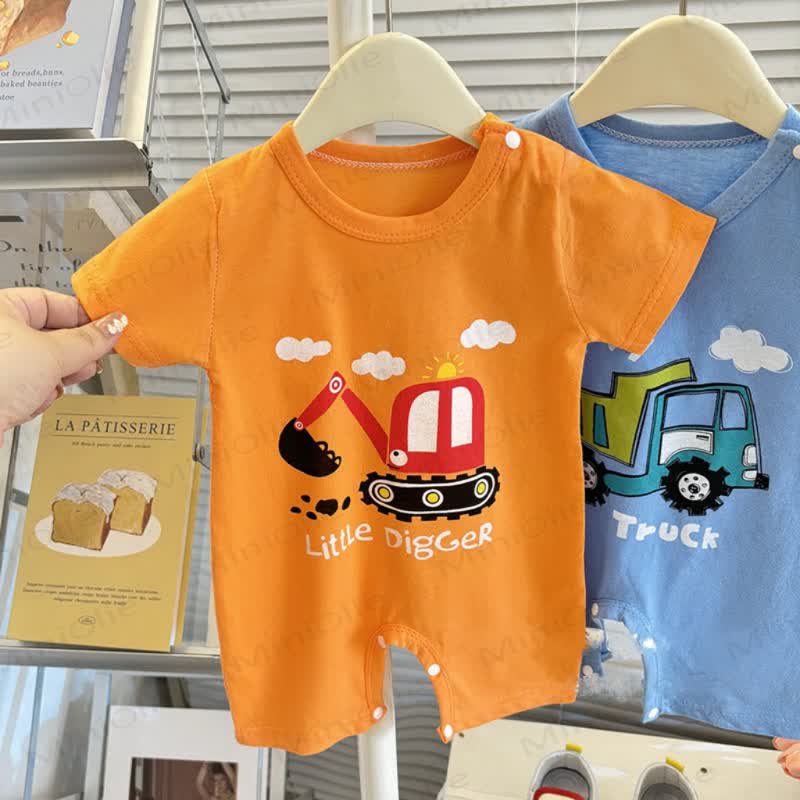 Baby Short Sleeves Cotton Romper - Orange - 12-18M - image 7