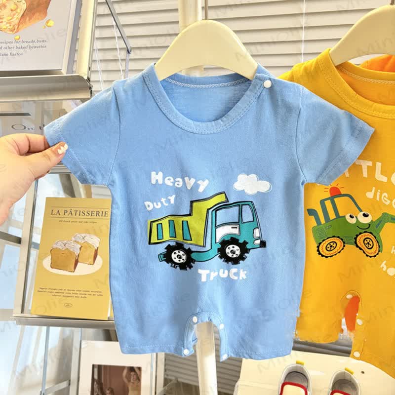 Baby Short Sleeves Cotton Romper - Blue B - 12-18M - image 4