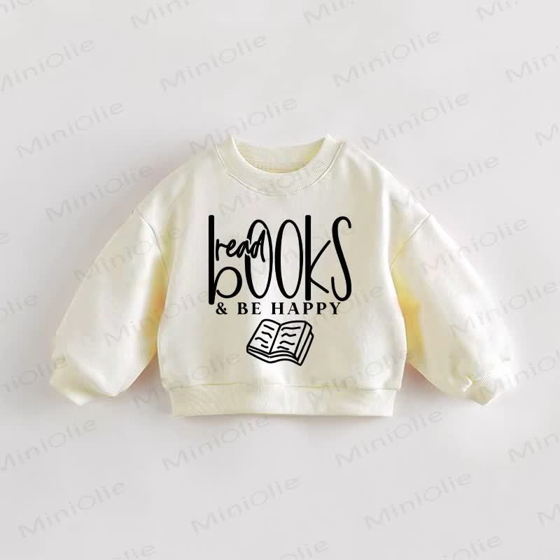 READ BOOKS & BE HAPPY Baby Toddler Sweatshirt - Cream - 3-5T - image 1