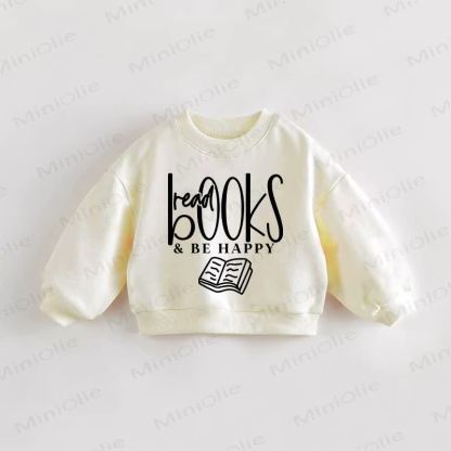 READ BOOKS & BE HAPPY Baby Toddler Sweatshirt - Cream - 3-5T - image 1