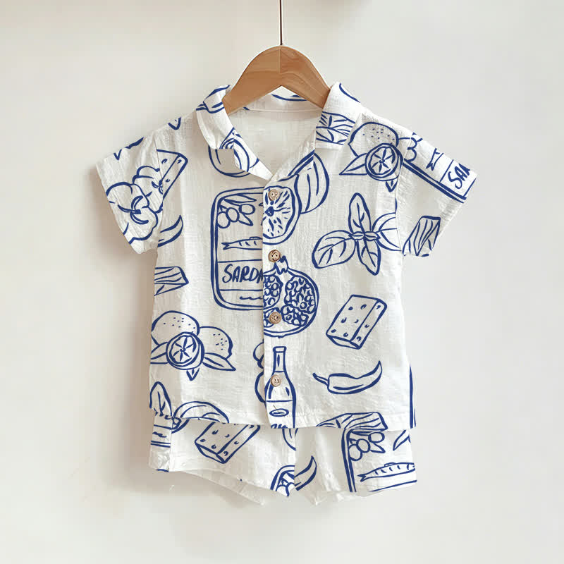 Baby Toddler Boys Lemon Shirt and Shorts 2-piece Set - White - 3-5T - image 1