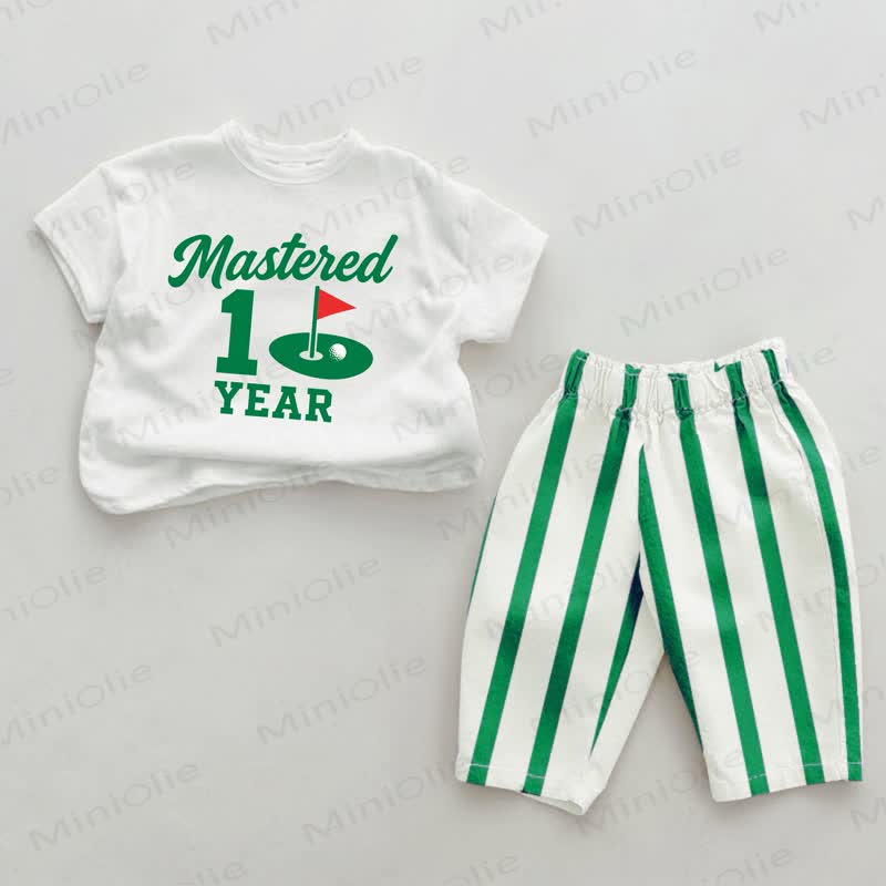 MASTERED 1 YEAR Baby Green Striped 2-piece Set - Green&White - 2-3T - image 1