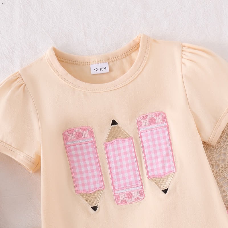 Toddler Baby Girls Pencil Applique Top and Shorts 2-piece Set - image 5