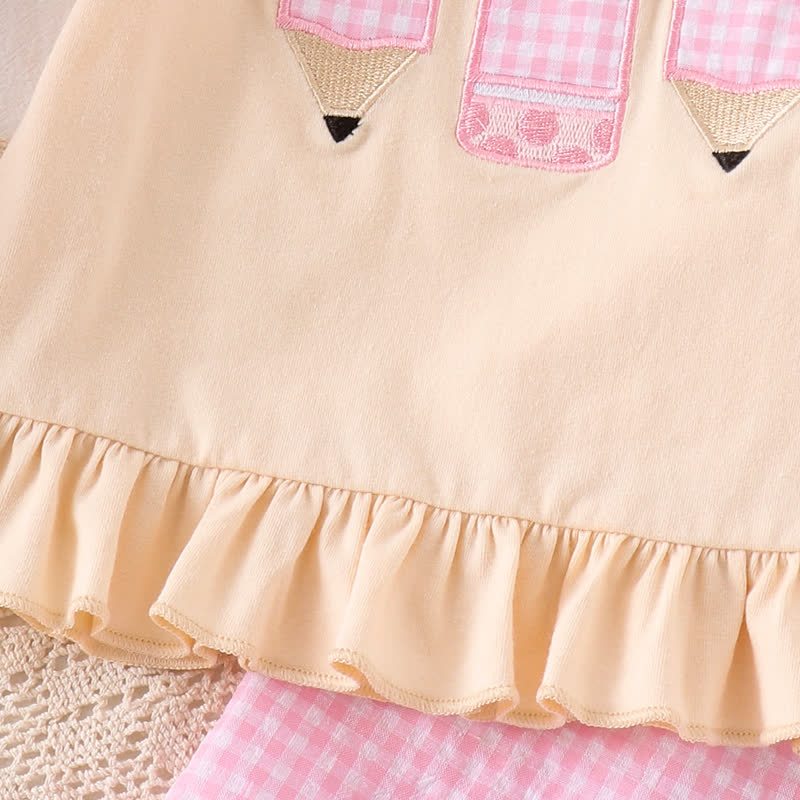 Toddler Baby Girls Pencil Applique Top and Shorts 2-piece Set - image 7