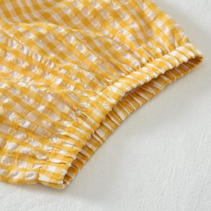 Toddler Girl Yellow Gingham Lace Collar Sleeveless Top and Shorts 2-piece Set - image 7