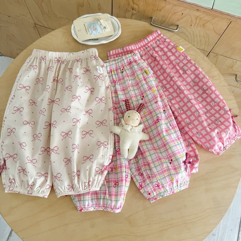Toddler Girl White&Pink Gingham Bow Pants - image 1