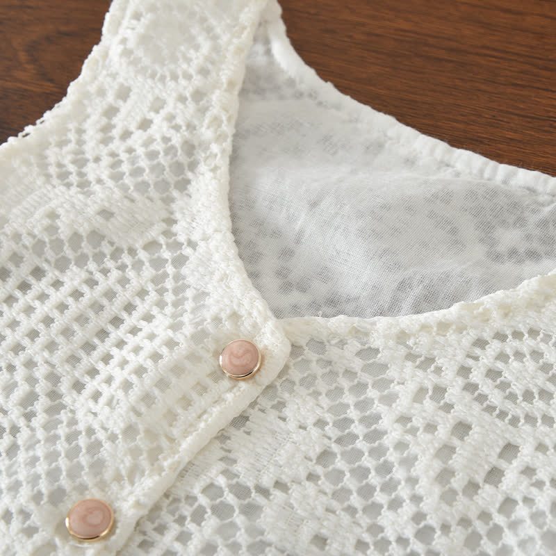 Toddler Girl White Crochet Lace Button Top and Pants Set - image 3