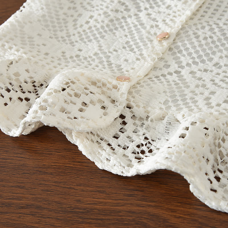 Toddler Girl White Crochet Lace Button Top and Pants Set - image 4
