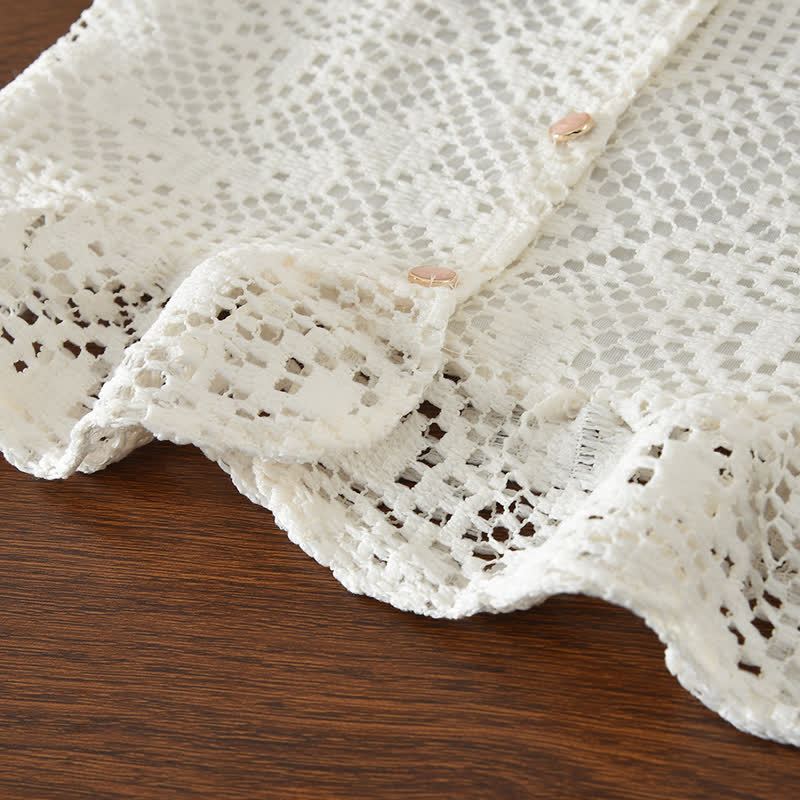 Toddler Girl White Crochet Lace Button Top and Pants Set - image 4