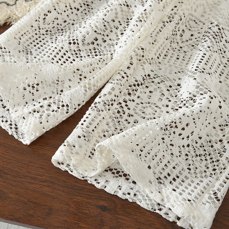 Toddler Girl White Crochet Lace Button Top and Pants Set - image 7