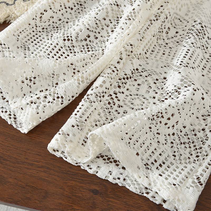 Toddler Girl White Crochet Lace Button Top and Pants Set - image 7