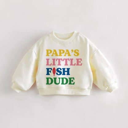 PAPA'S LITTLE FISH DUDE Baby Toddler Cream Sweatshirt - Cream - 3-5T - image 1