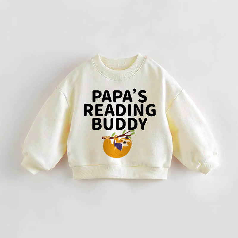 PAPA'S READING BUDDY Baby Toddler Sloth Cream Sweatshirt - Cream - 3-5T - image 1