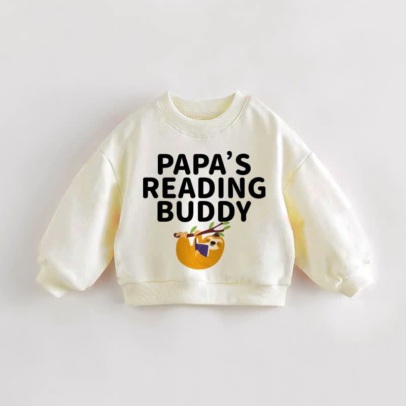 PAPA'S READING BUDDY Baby Toddler Sloth Cream Sweatshirt - Cream - 3-5T - image 1