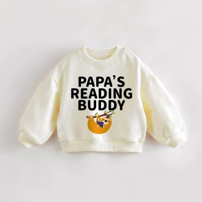 PAPA'S READING BUDDY Baby Toddler Sloth Cream Sweatshirt - Cream - 3-5T - image 1