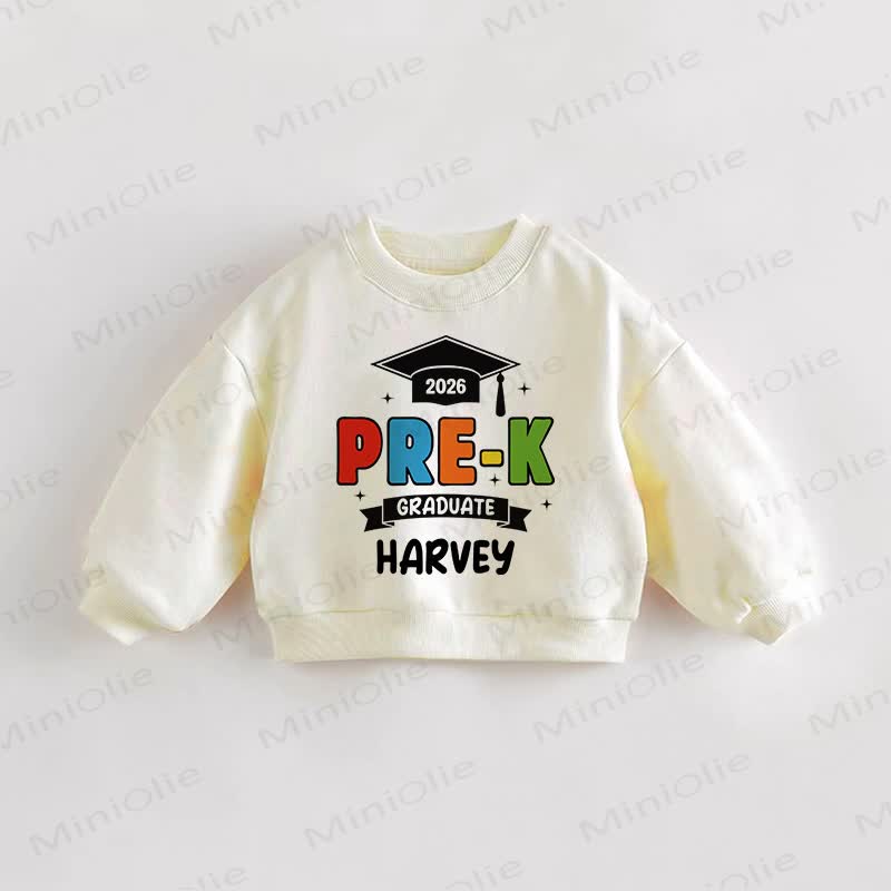 2026 PRE‑K GRADUATE HARVEY Baby Toddler Cream Sweatshirt - Cream - 3-5T - image 1