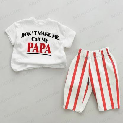 DON'T MAKE ME CALL MY PAPA Baby White&Red Vertical Striped 2-piece Set - White&Red - 4-5T - image 1
