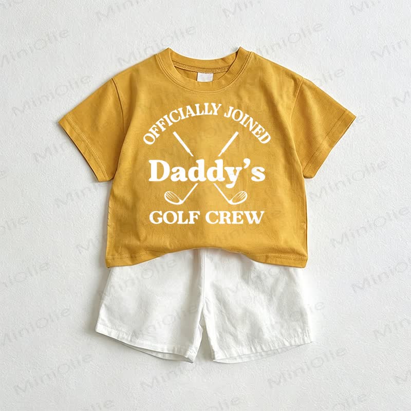 OFFICIALLY JOINED DADDY'S GOLF CREW Baby Tee and Shorts 2-Piece Set - Yellow&White - 3-5T - image 1