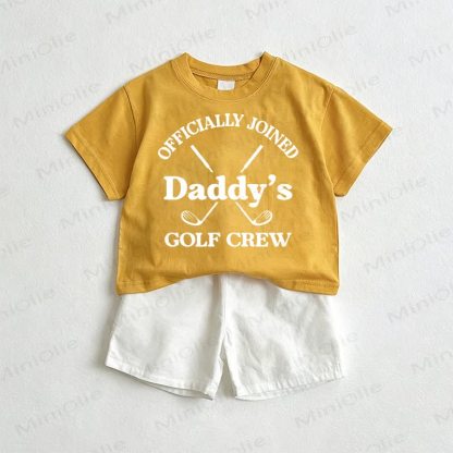 OFFICIALLY JOINED DADDY'S GOLF CREW Baby Tee and Shorts 2-Piece Set - Yellow&White - 3-5T - image 1