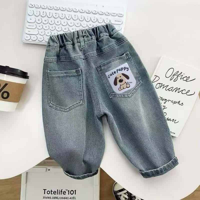 CUTE PUPPY Toddler Boy Washed Denim Pants - Blue - 8-9T - image 1