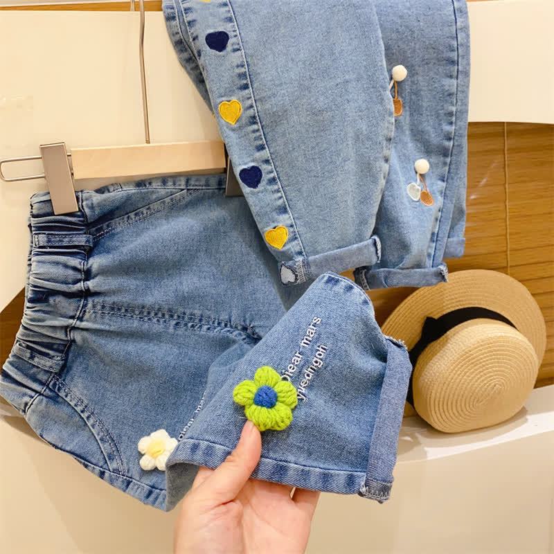 Toddler Baby Blue Embroidered Pattern Denim Pants - image 5