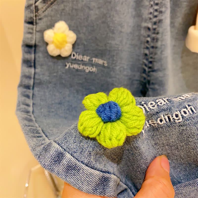 Toddler Baby Blue Embroidered Pattern Denim Pants - image 9