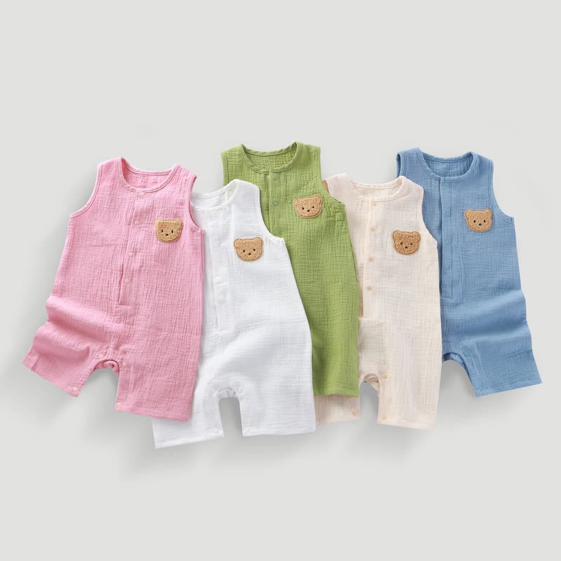 Baby Bear Patch Sleeveless Romper - image 1