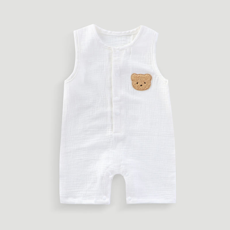 Baby Bear Patch Sleeveless Romper - White - 18-24M - image 4