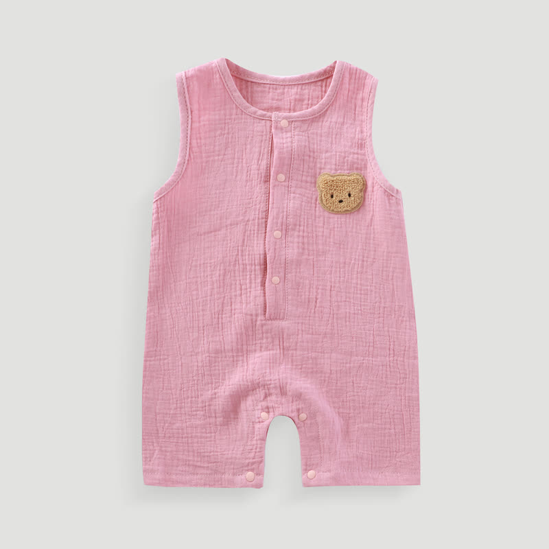 Baby Bear Patch Sleeveless Romper - Pink - 18-24M - image 6