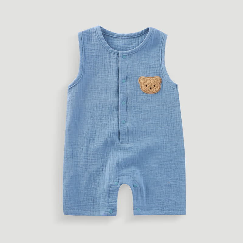 Baby Bear Patch Sleeveless Romper - Blue - 18-24M - image 7
