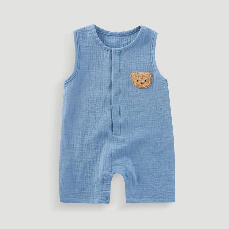Baby Bear Patch Sleeveless Romper - Blue - 18-24M - image 7