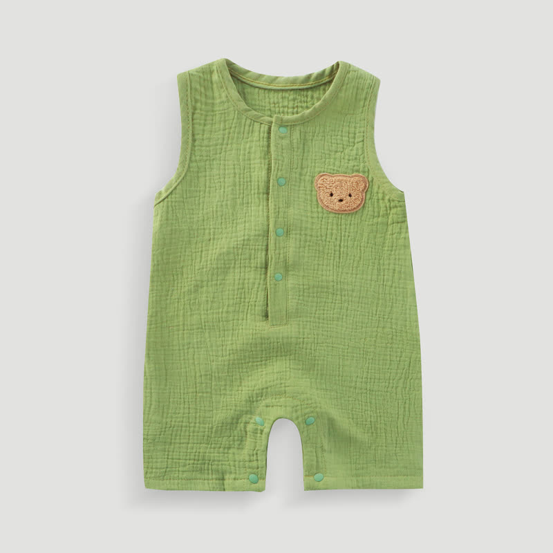 Baby Bear Patch Sleeveless Romper - Green - 18-24M - image 2