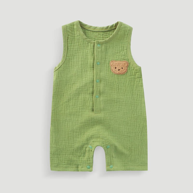 Baby Bear Patch Sleeveless Romper - Green - 18-24M - image 2