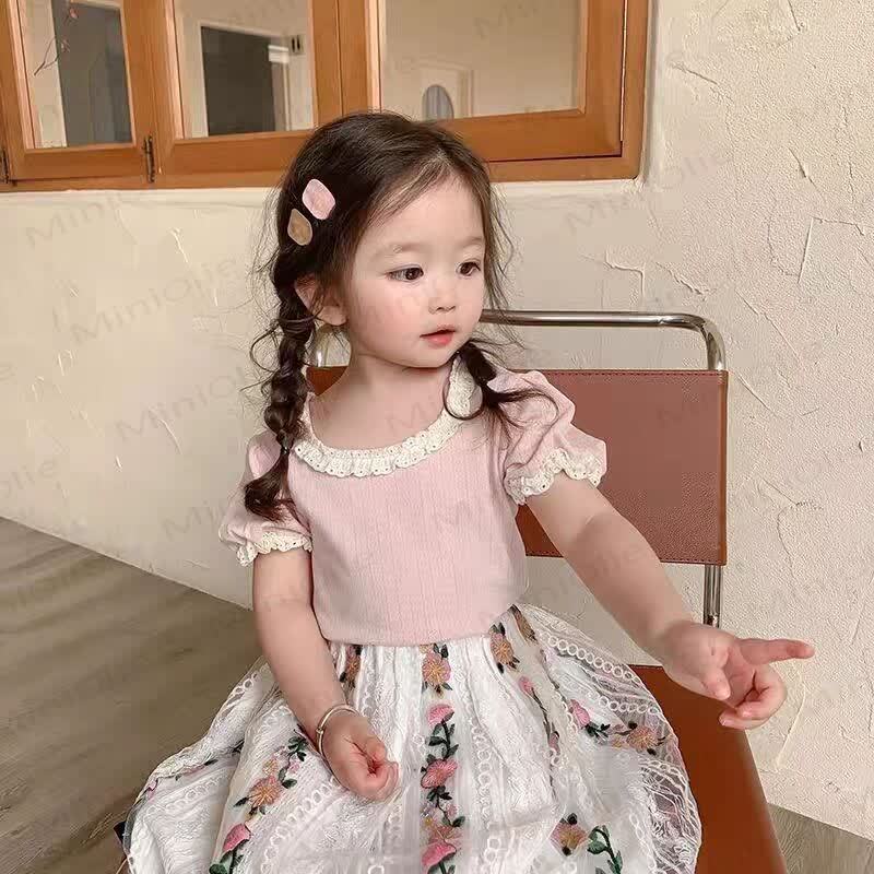 Toddler Baby Girl Knit Lace Neck Tee - image 6