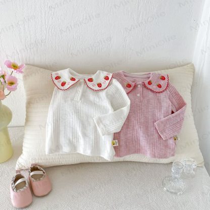 Baby Toddler Girl Strawberry Peter Pan Collar Long Sleeve T-Shirt - image 1