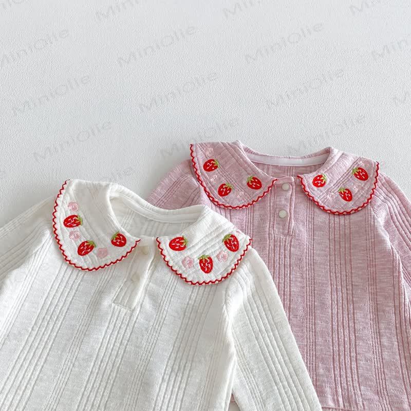 Baby Toddler Girl Strawberry Peter Pan Collar Long Sleeve T-Shirt - image 7