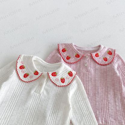 Baby Toddler Girl Strawberry Peter Pan Collar Long Sleeve T-Shirt - image 7