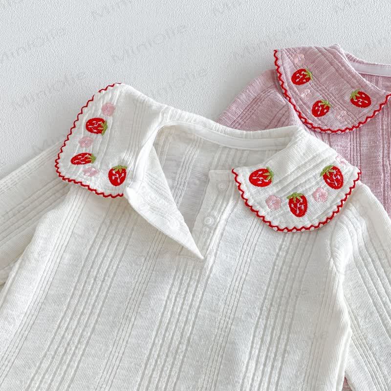 Baby Toddler Girl Strawberry Peter Pan Collar Long Sleeve T-Shirt - image 8