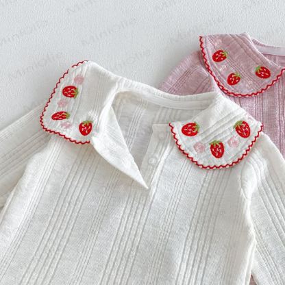 Baby Toddler Girl Strawberry Peter Pan Collar Long Sleeve T-Shirt - image 8
