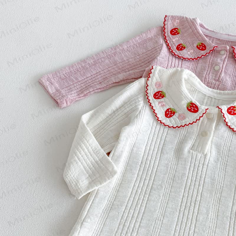Baby Toddler Girl Strawberry Peter Pan Collar Long Sleeve T-Shirt - image 6