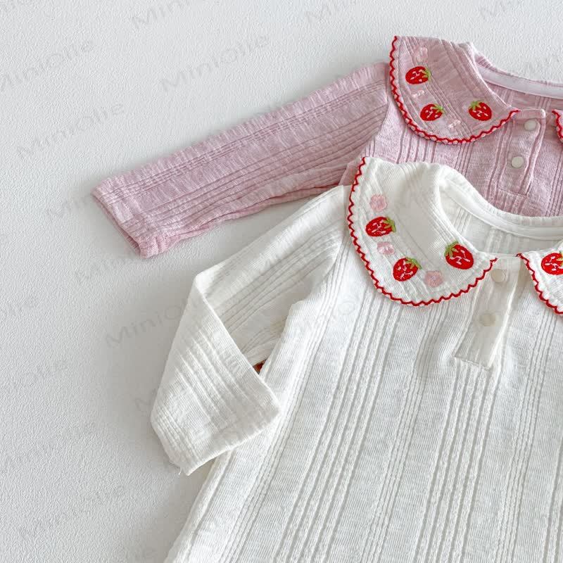 Baby Toddler Girl Strawberry Peter Pan Collar Long Sleeve T-Shirt - image 6