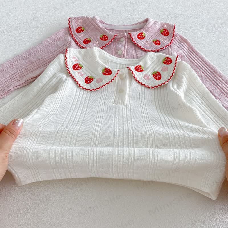 Baby Toddler Girl Strawberry Peter Pan Collar Long Sleeve T-Shirt - image 5