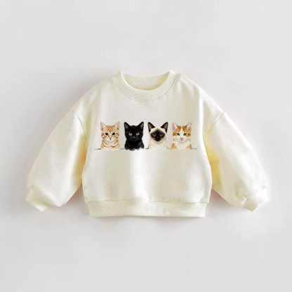 Baby Toddler Four Cats Cream Sweatshirt - Cream - 3-5T - image 1