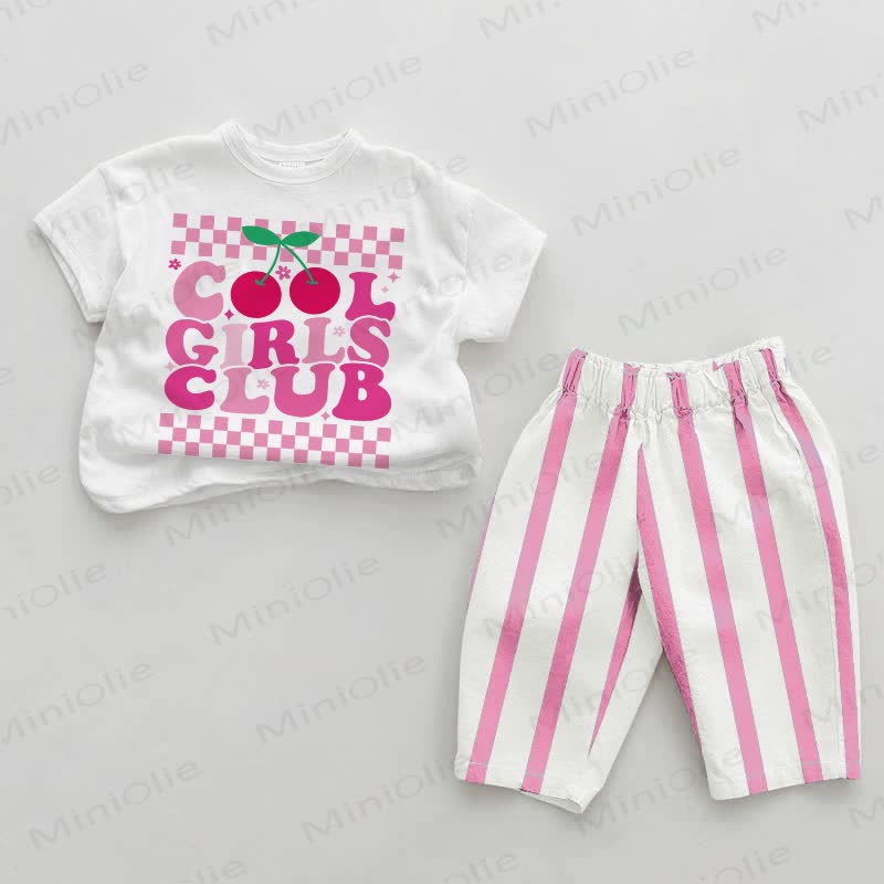 COOL GIRLS CLUB Baby Girls Pink Vertical Striped 2-piece Set - White&Pink - 2-3T - image 1